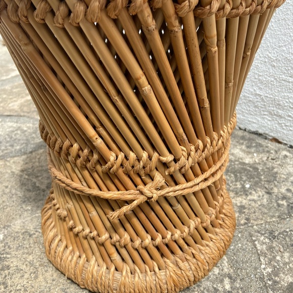 Vintage Rattan Bamboo Stool - Picture 4 of 7